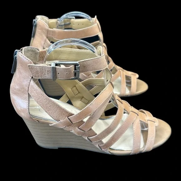 Jessica Simpson Strappy Gladiators Wedge Sandals Brown Size 9.5 - Picture 3 of 14